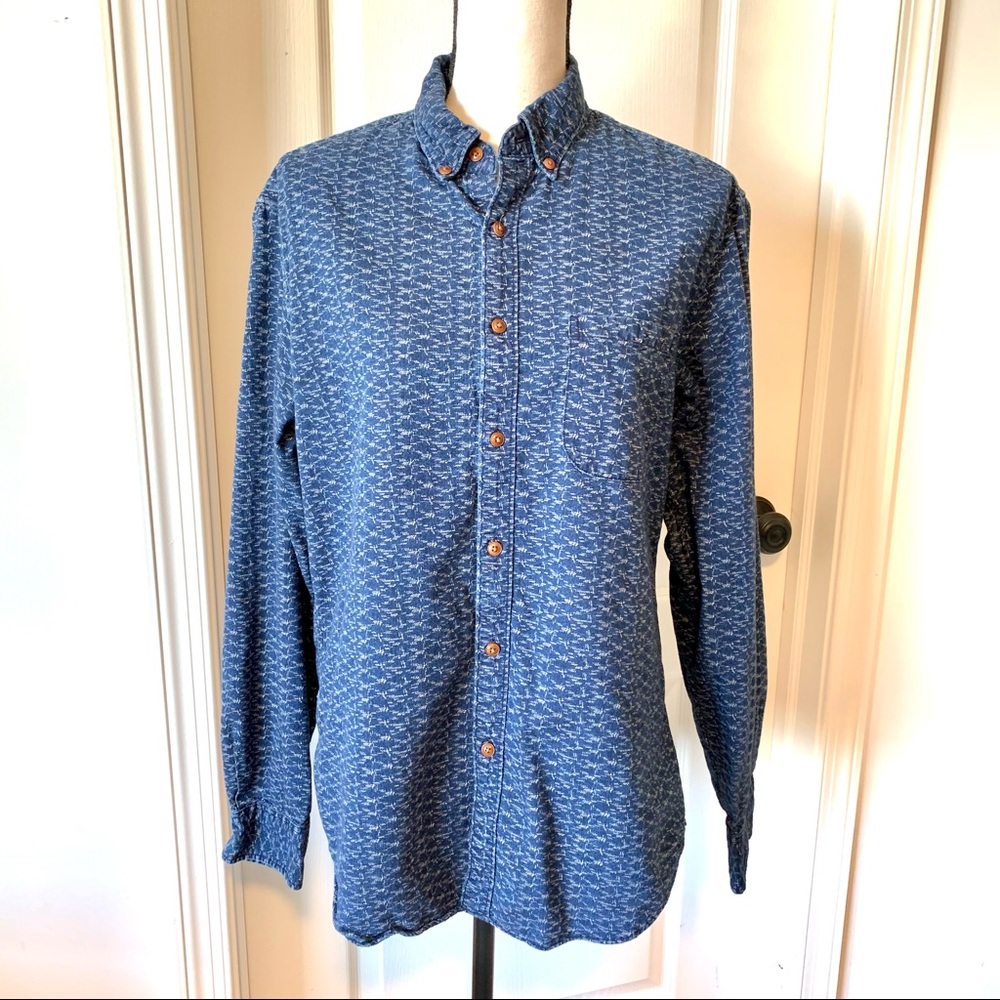Gap Cotton Windowpane Pattern Button Downsz L - image 1